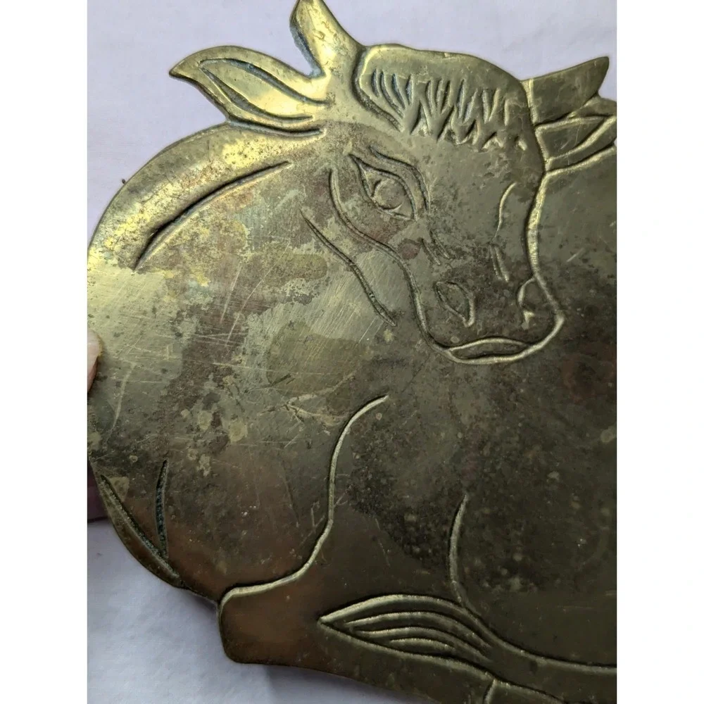 Cow laying down‎ BRASS trivet hot plate holder 5